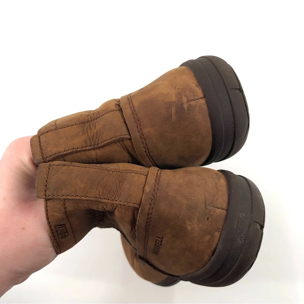 MERRELL Encore Kassie Ankle Boot 8.5 Leather Brown Waterproof Bootie Women Boots - Picture 4 of 9